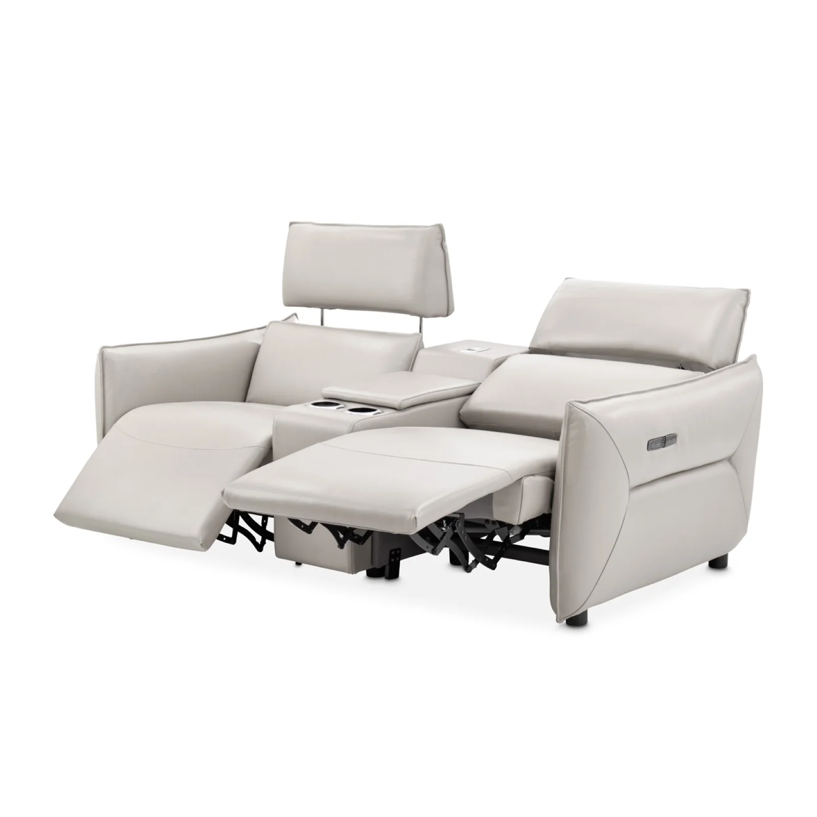 Michael Amini Verona 3-Piece Sectional with Storage Console - Light Gray - Image 3