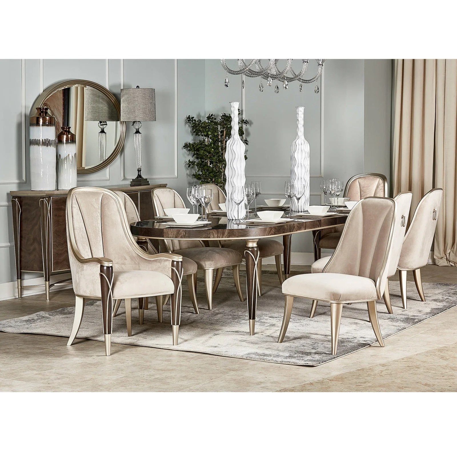 Michael Amini Villa Cherie Hazelnut Oval Dining Table - Image 2