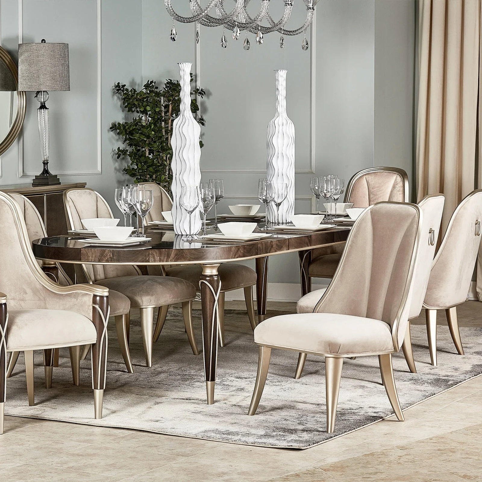 Michael Amini Villa Cherie Hazelnut Oval Dining Table - Image 3