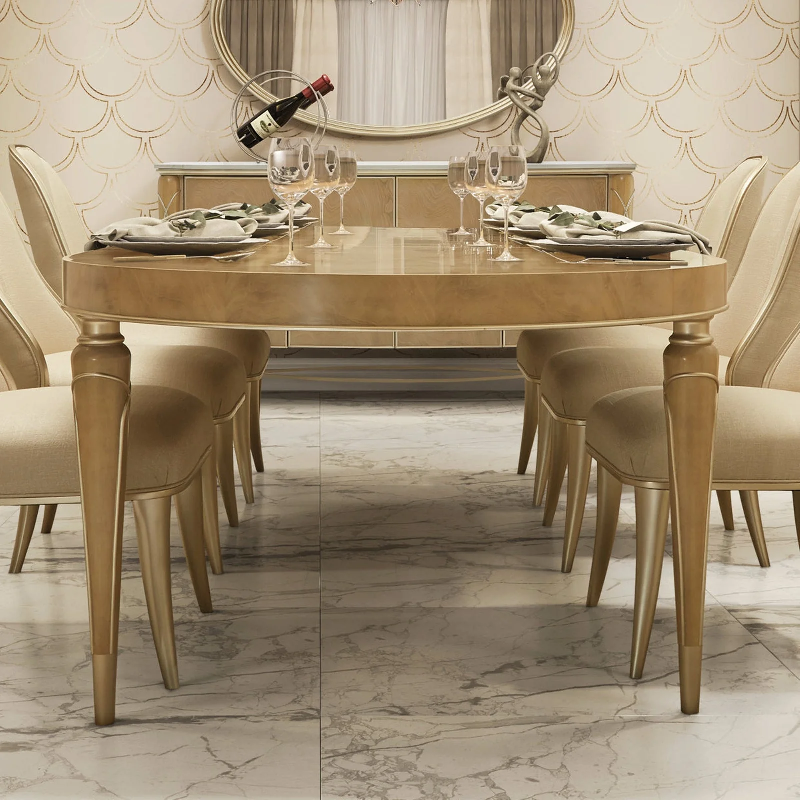 Michael Amini Villa Cherie Caramel Oval Dining Table - Image 2