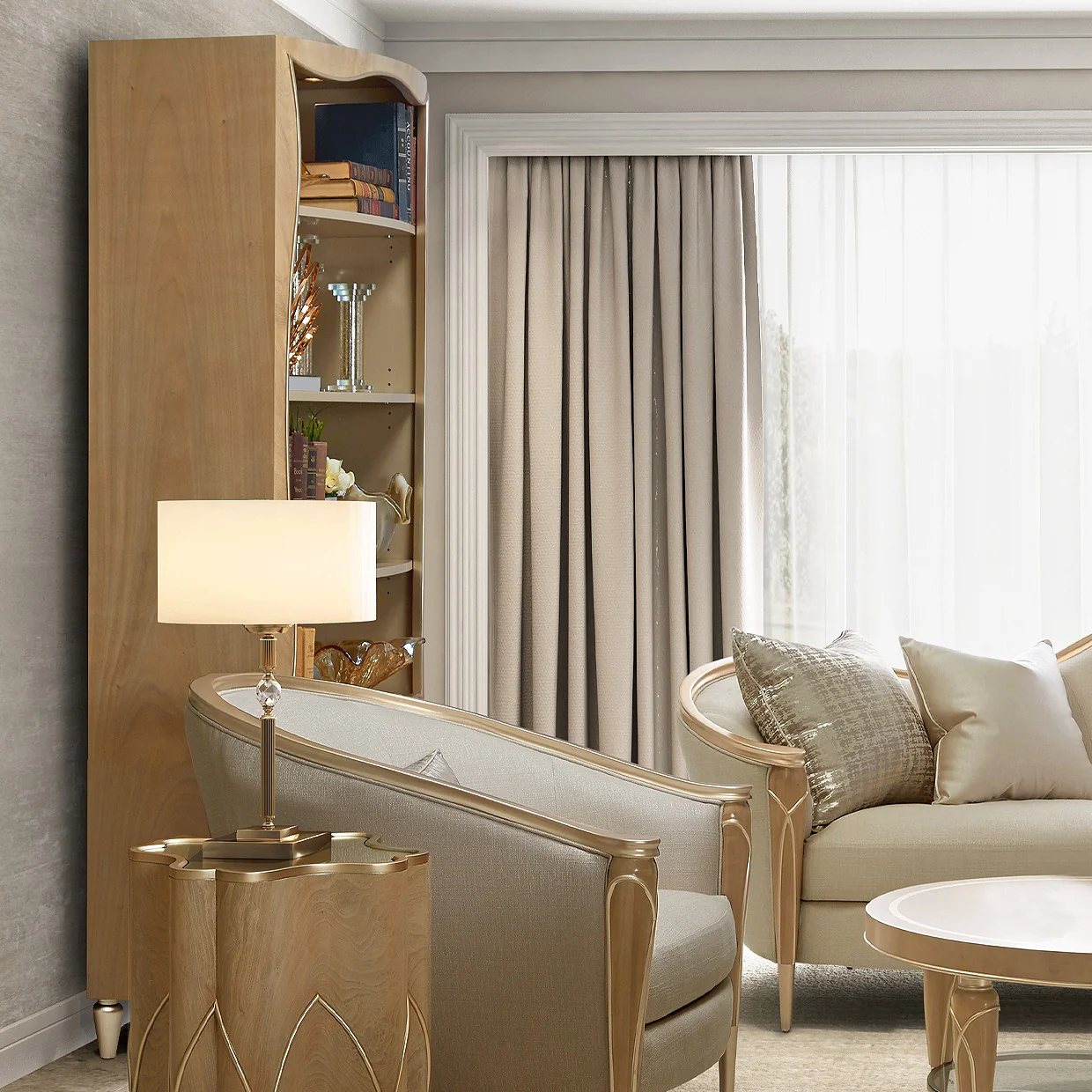 Michael Amini Villa Cherie Caramel Bookcase - Image 2