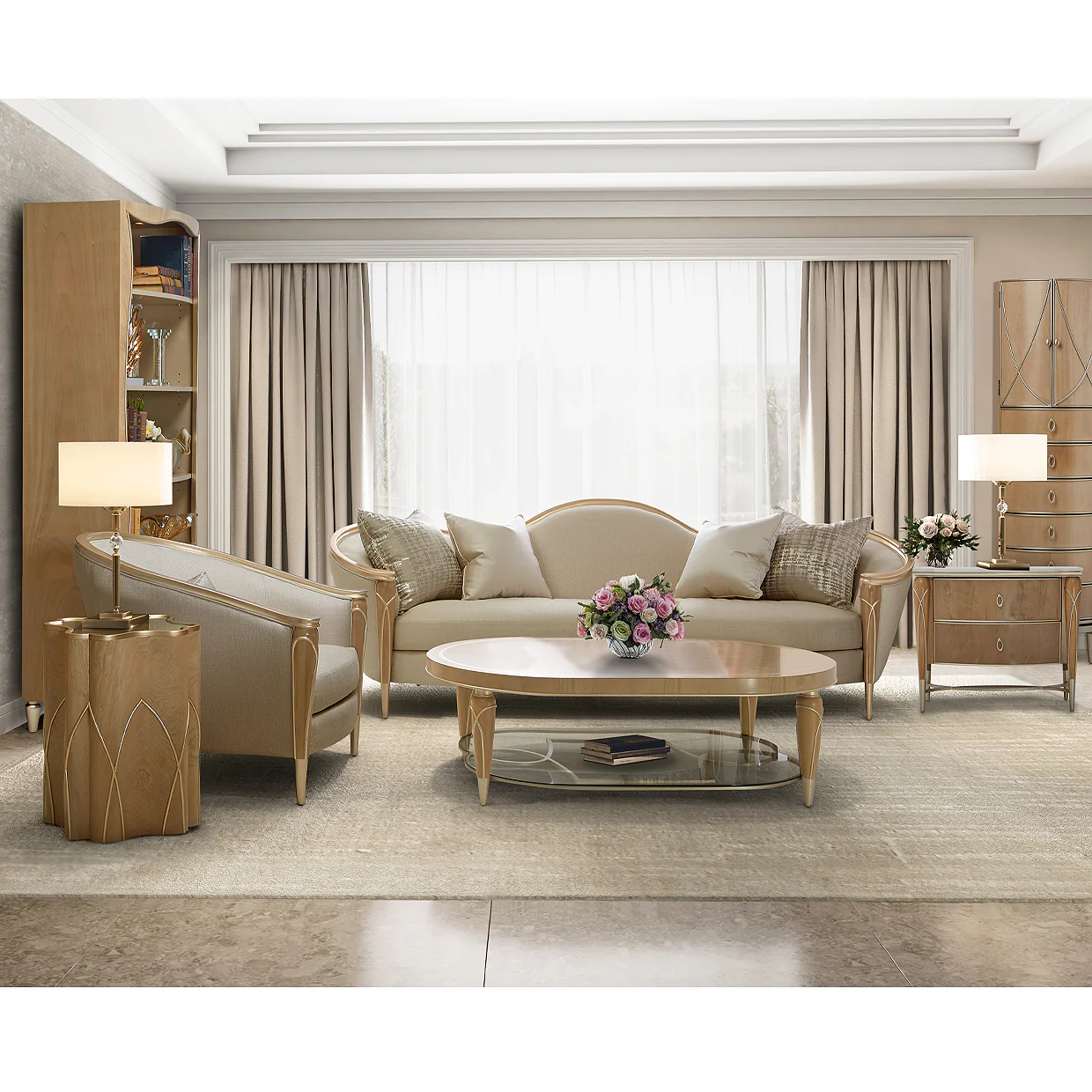 Michael Amini Villa Cherie Caramel Bookcase - Image 3