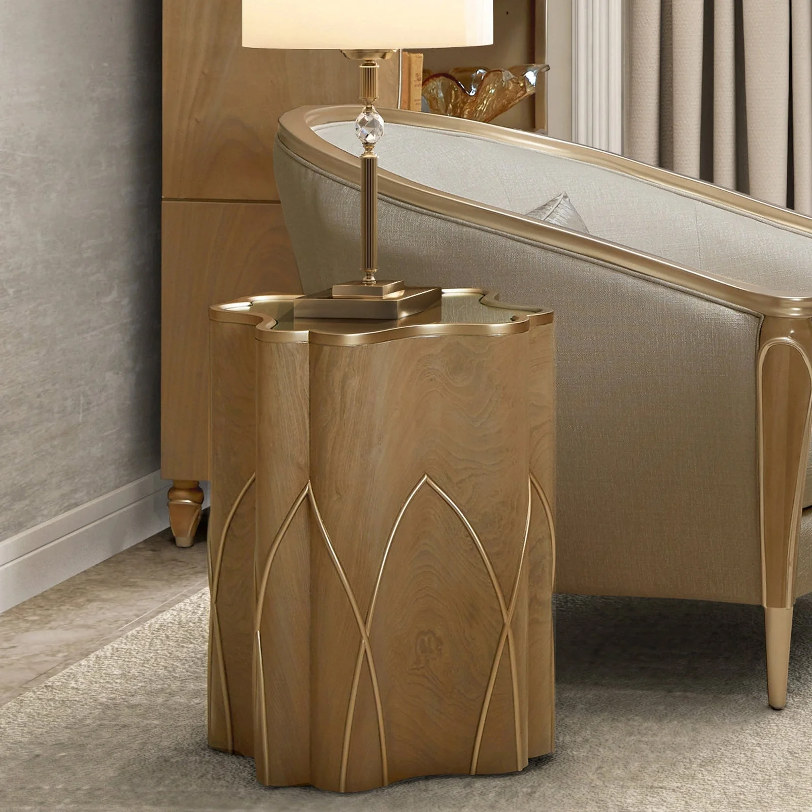 Michael Amini Villa Cherie Caramel Chairside Table - Image 2