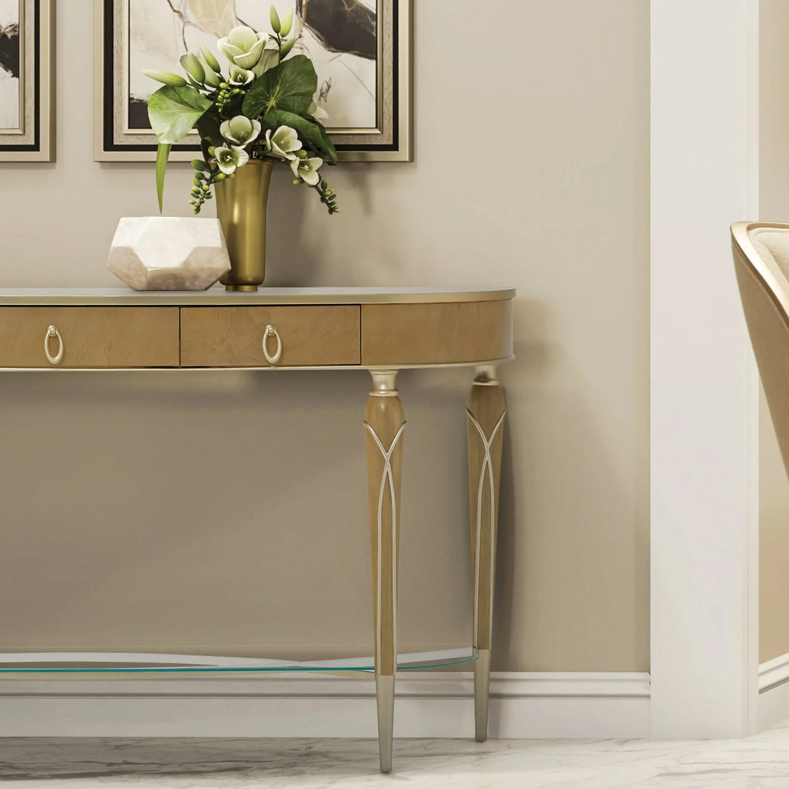 Michael Amini Villa Cherie Caramel Console Table - Image 2