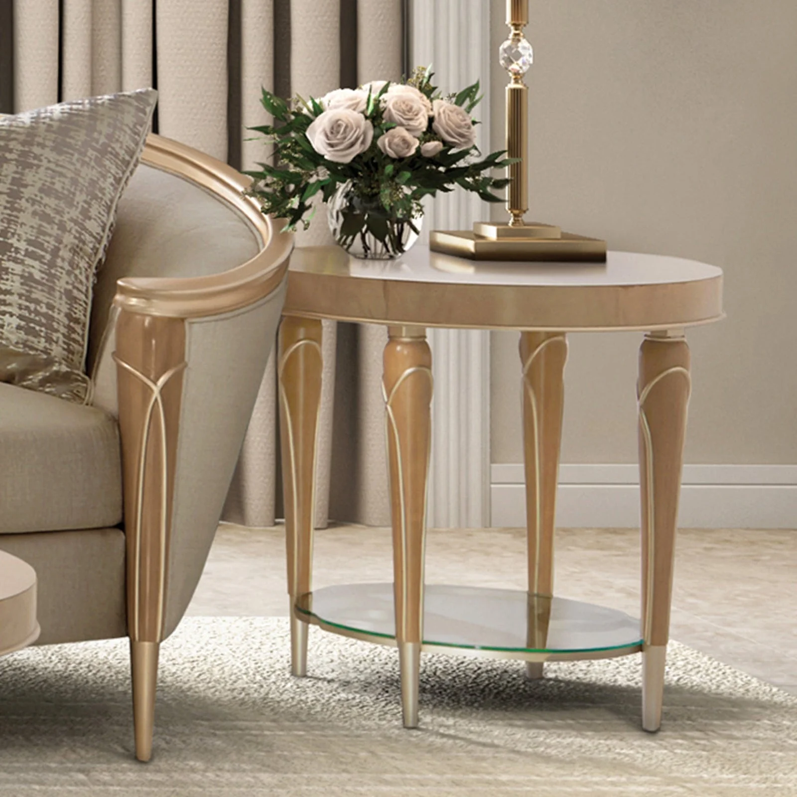Michael Amini Villa Cherie Caramel End Table - Image 2