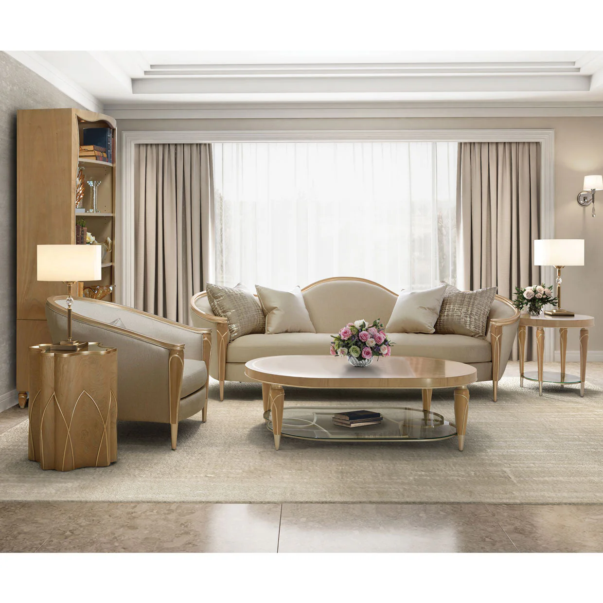 Michael Amini Villa Cherie Caramel End Table - Image 3