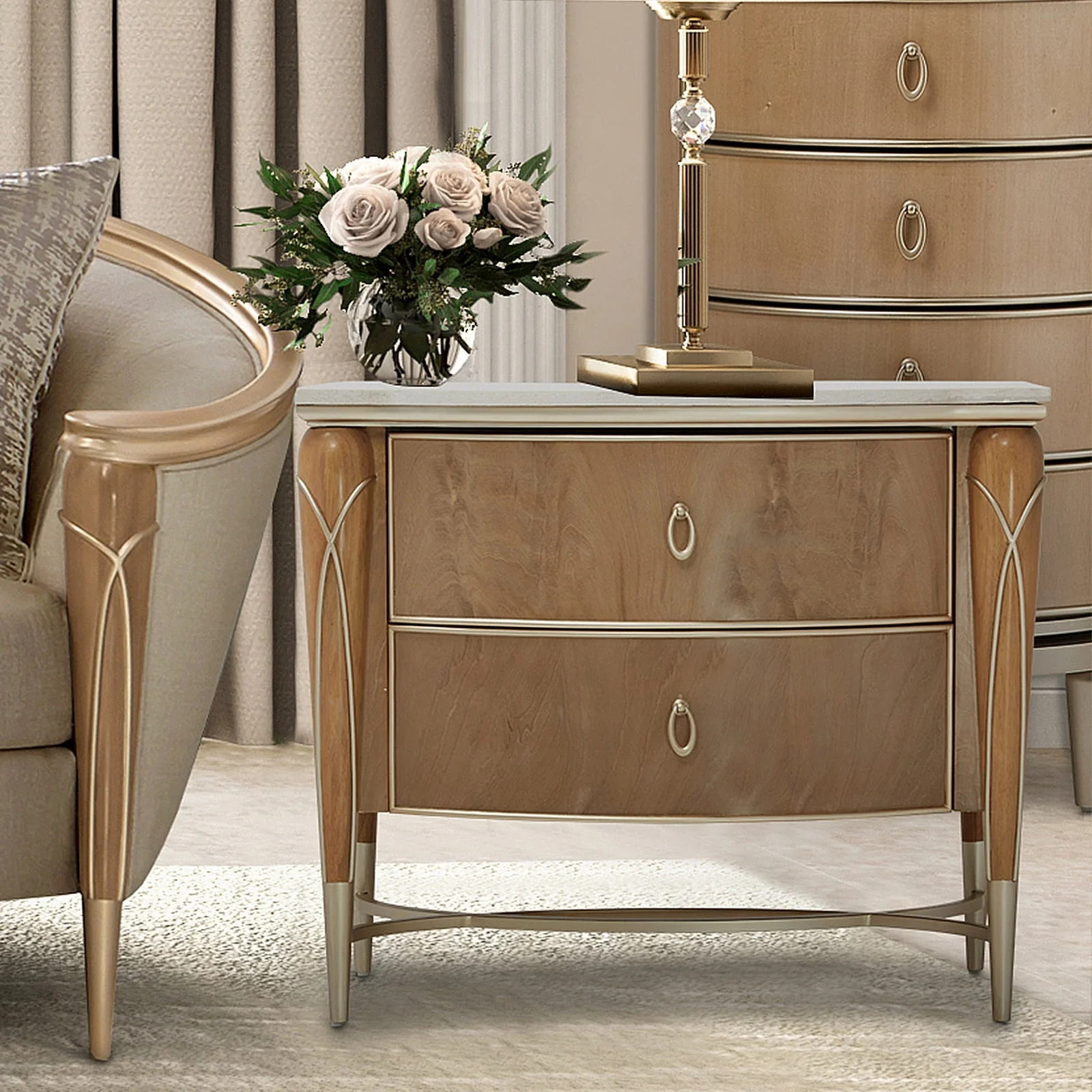 Michael Amini Villa Cherie Caramel Nightstand - Image 2