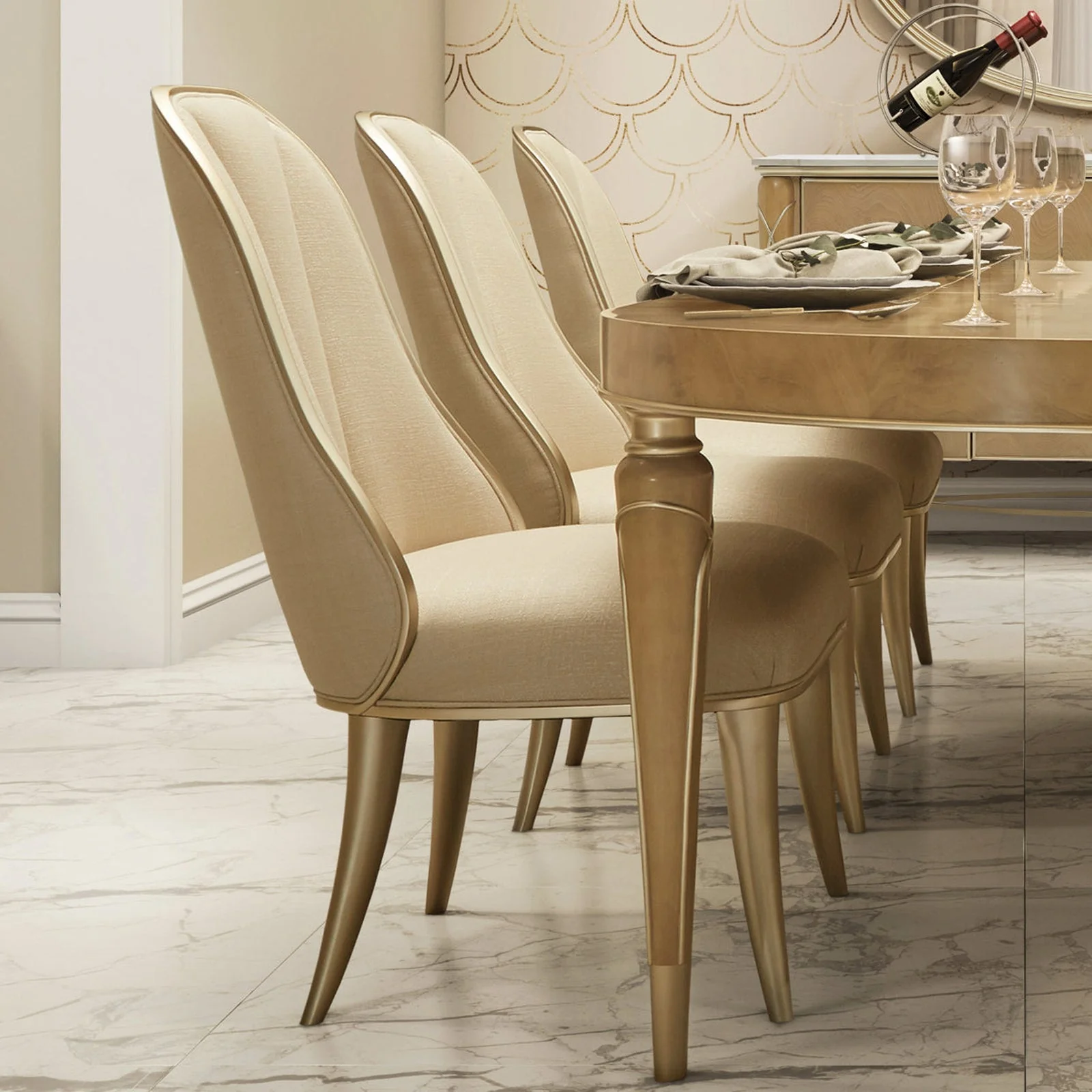 Michael Amini Villa Cherie Caramel Side Chair - Set of 2 - Image 2