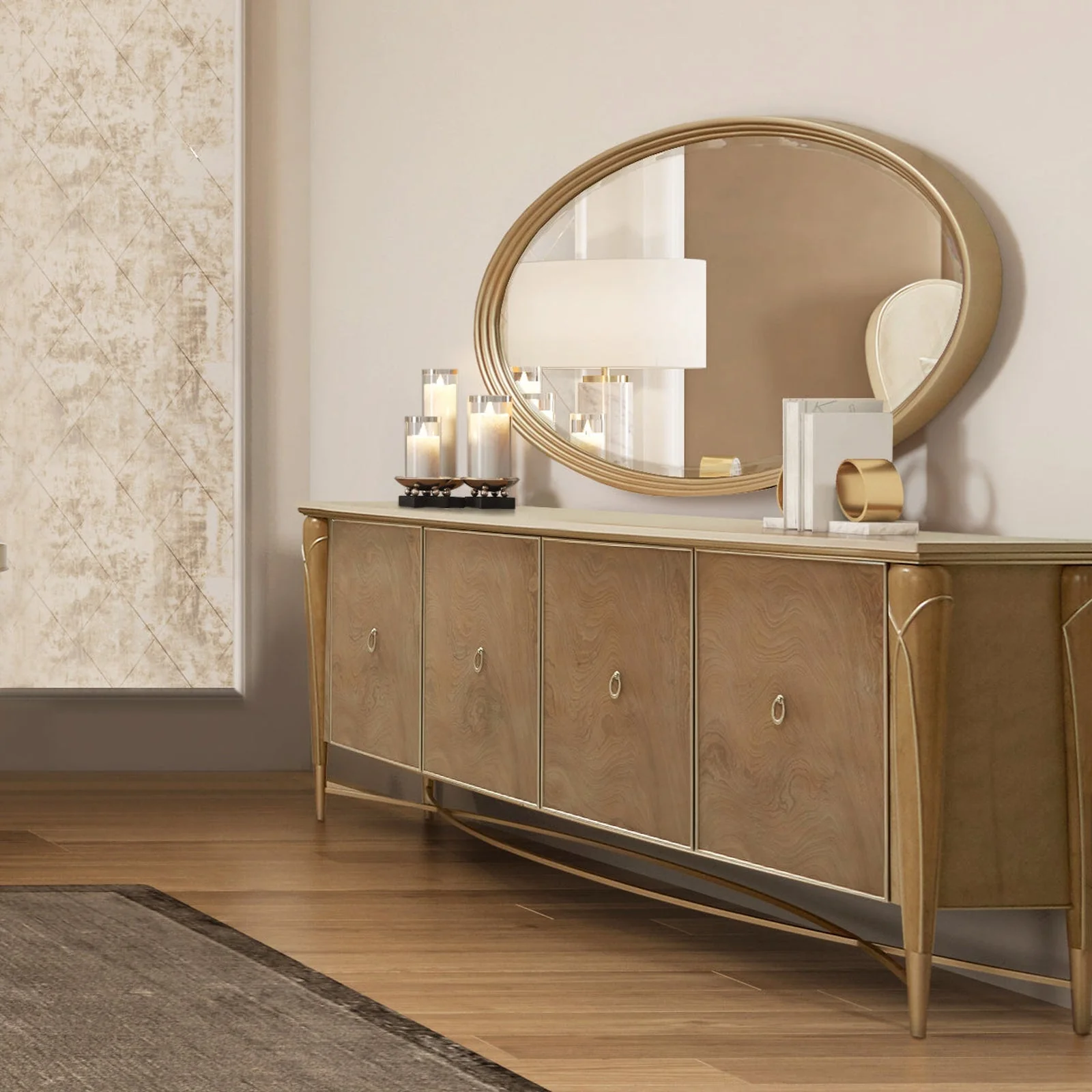 Michael Amini Villa Cherie Caramel Sideboard Mirror - Image 3