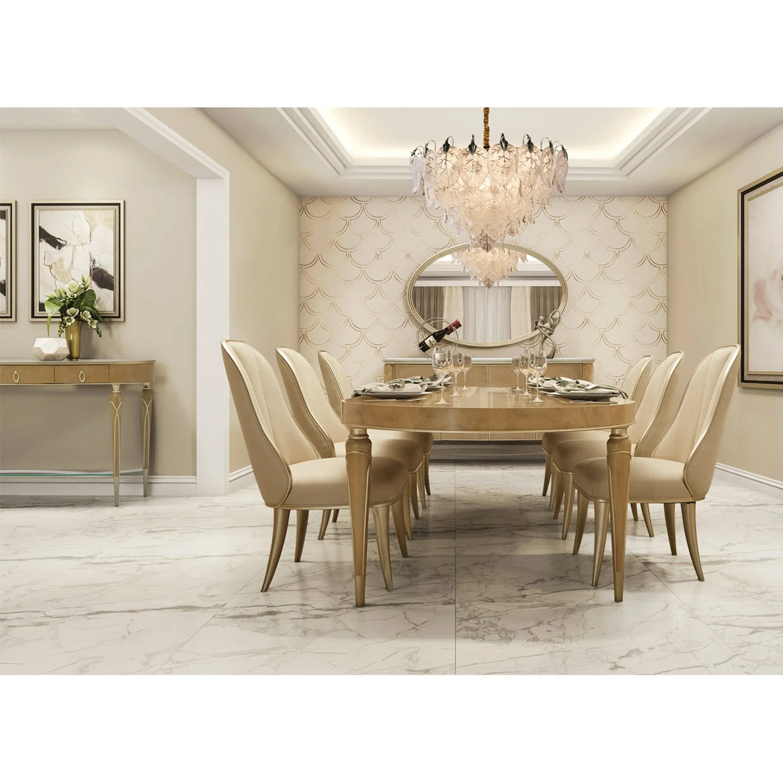 Michael Amini Villa Cherie Caramel Sideboard Mirror - Image 4