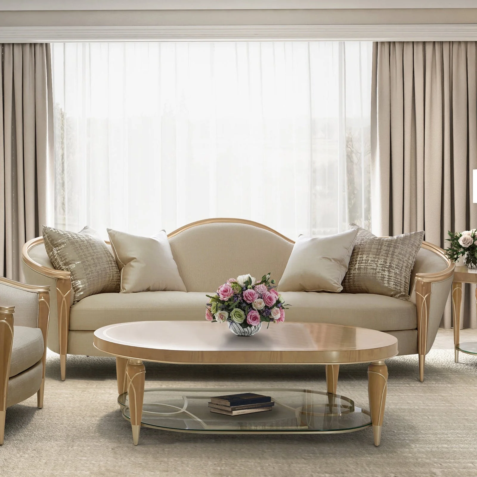 Michael Amini Villa Cherie Caramel Sofa - Image 2
