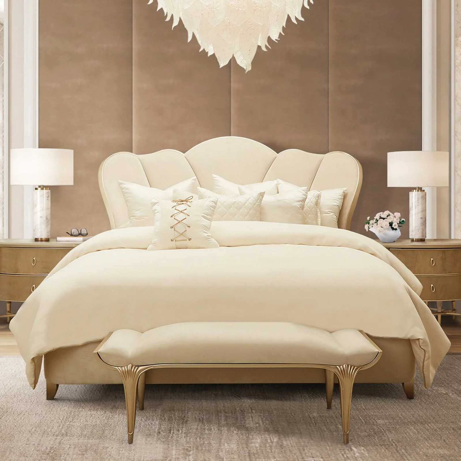 Michael Amini Villa Cherie Tufted Upholstered Bed - Image 2