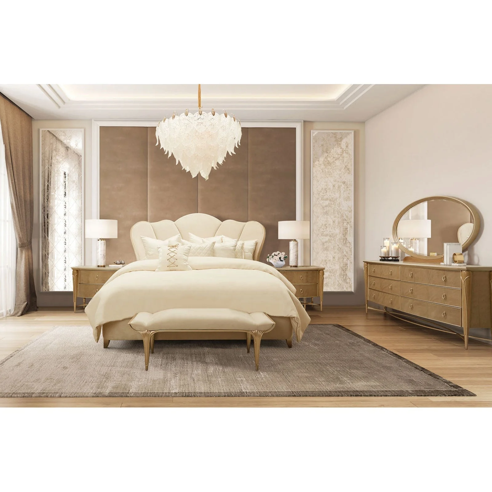 Michael Amini Villa Cherie Tufted Upholstered Bed - Image 3