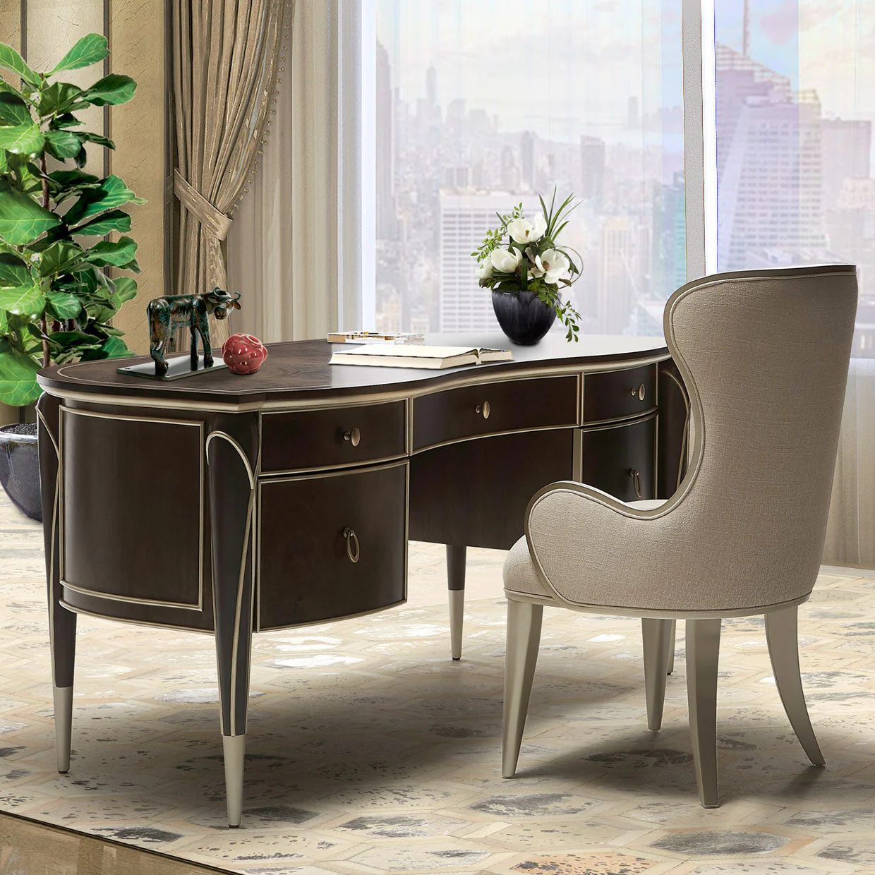 Michael Amini Villa Cherie Hazelnut Desk - Image 2