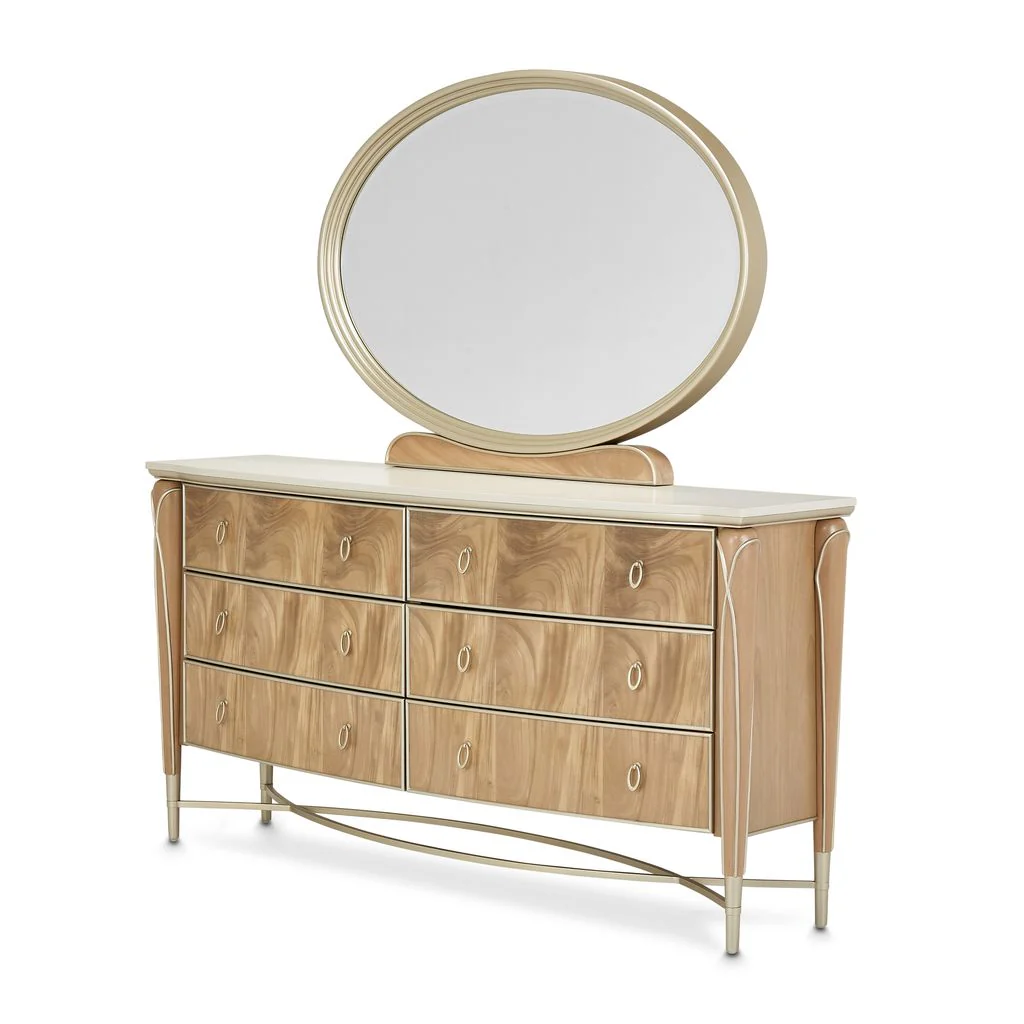 Michael Amini Villa Cherie Dresser and Mirror - Image 2