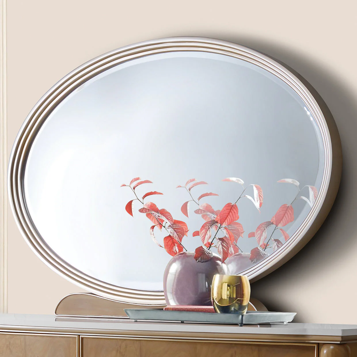 Michael Amini Villa Cherie Caramel Dresser Mirror - Image 2