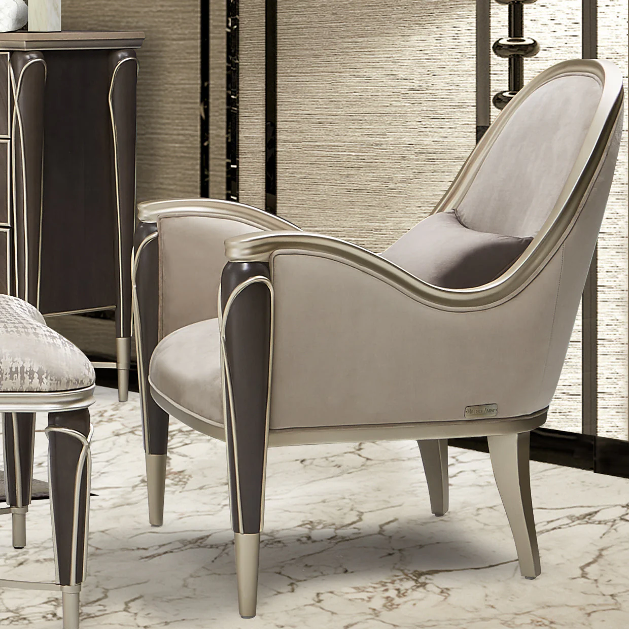 Michael Amini Villa Cherie Hazelnut Accent Chair - Image 2