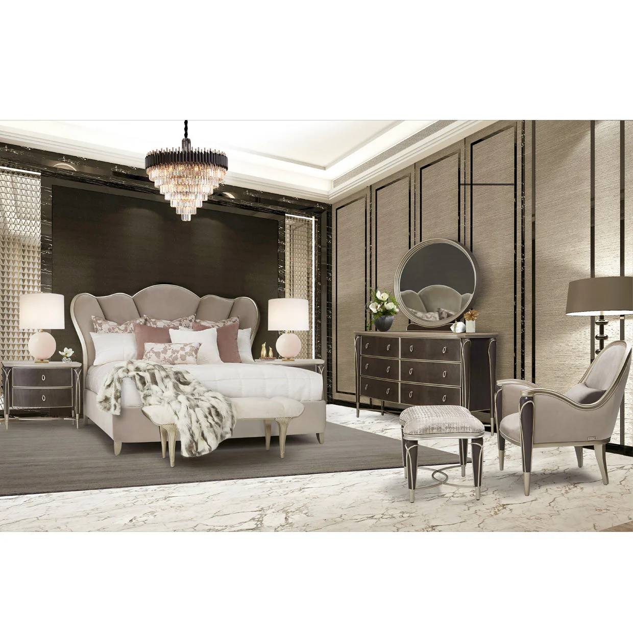 Michael Amini Villa Cherie Hazelnut Accent Chair - Image 3