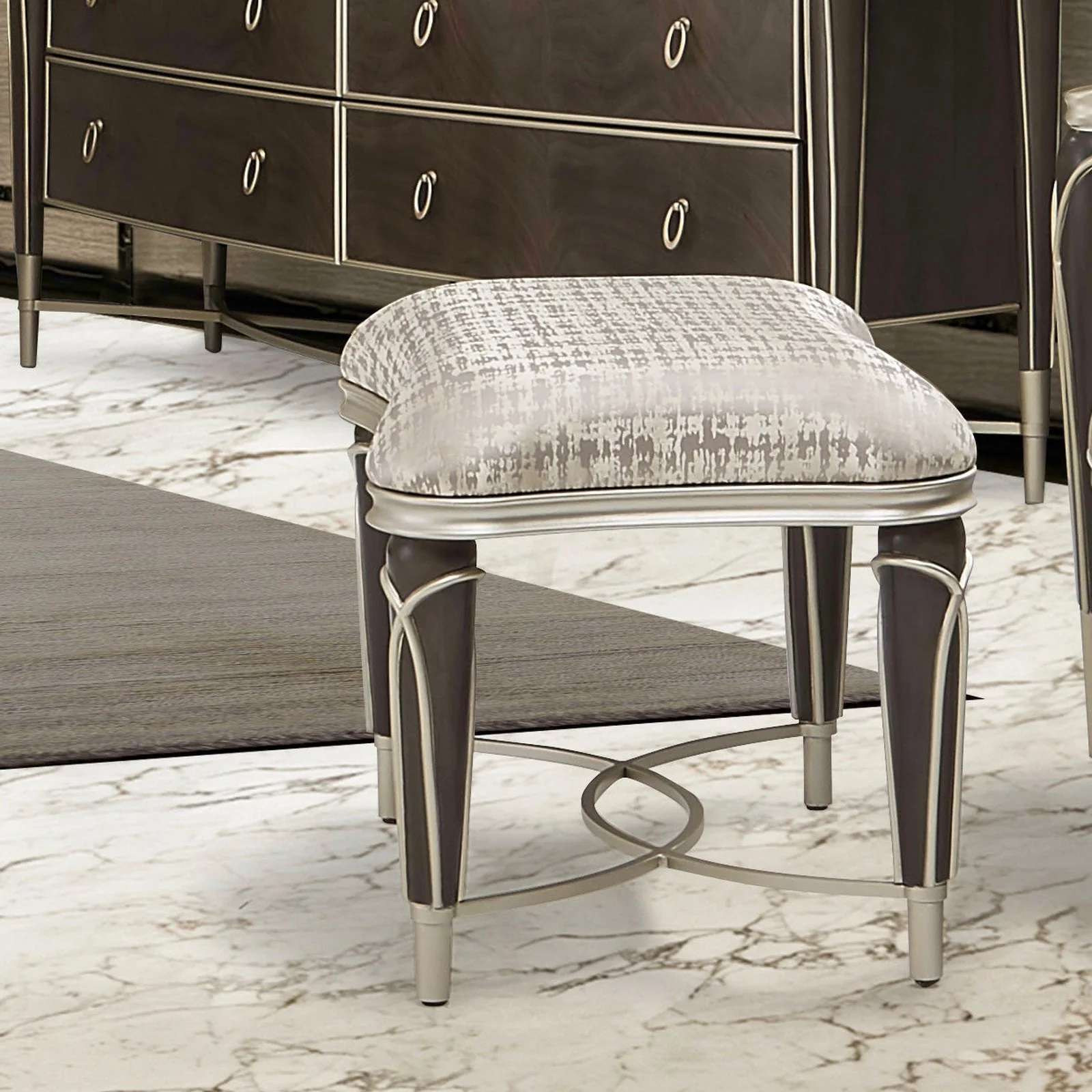 Michael Amini Villa Cherie Hazelnut Ottoman - Image 2