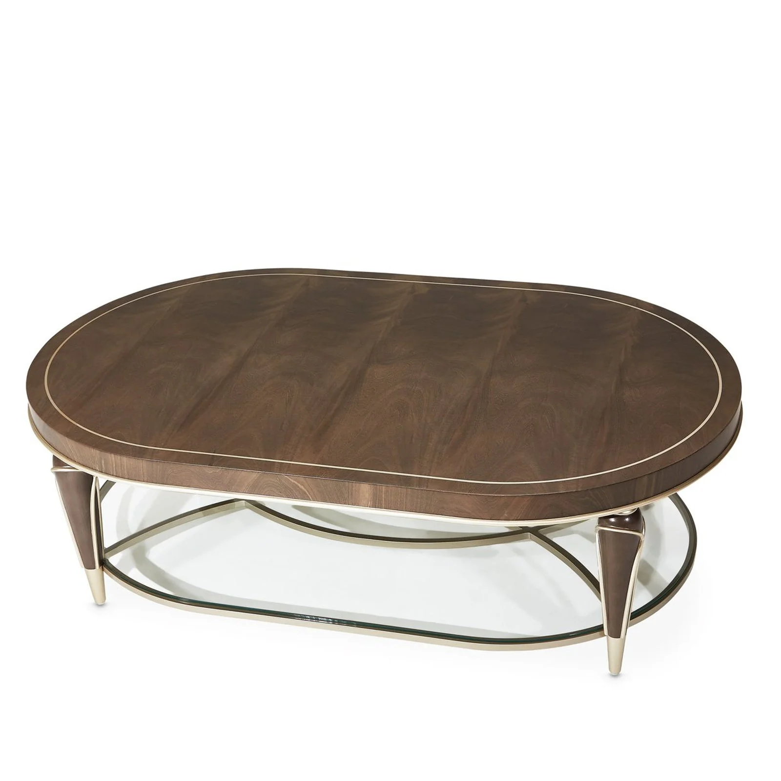 Michael Amini Villa Cherie Hazelnut Oval Cocktail Table - Image 3