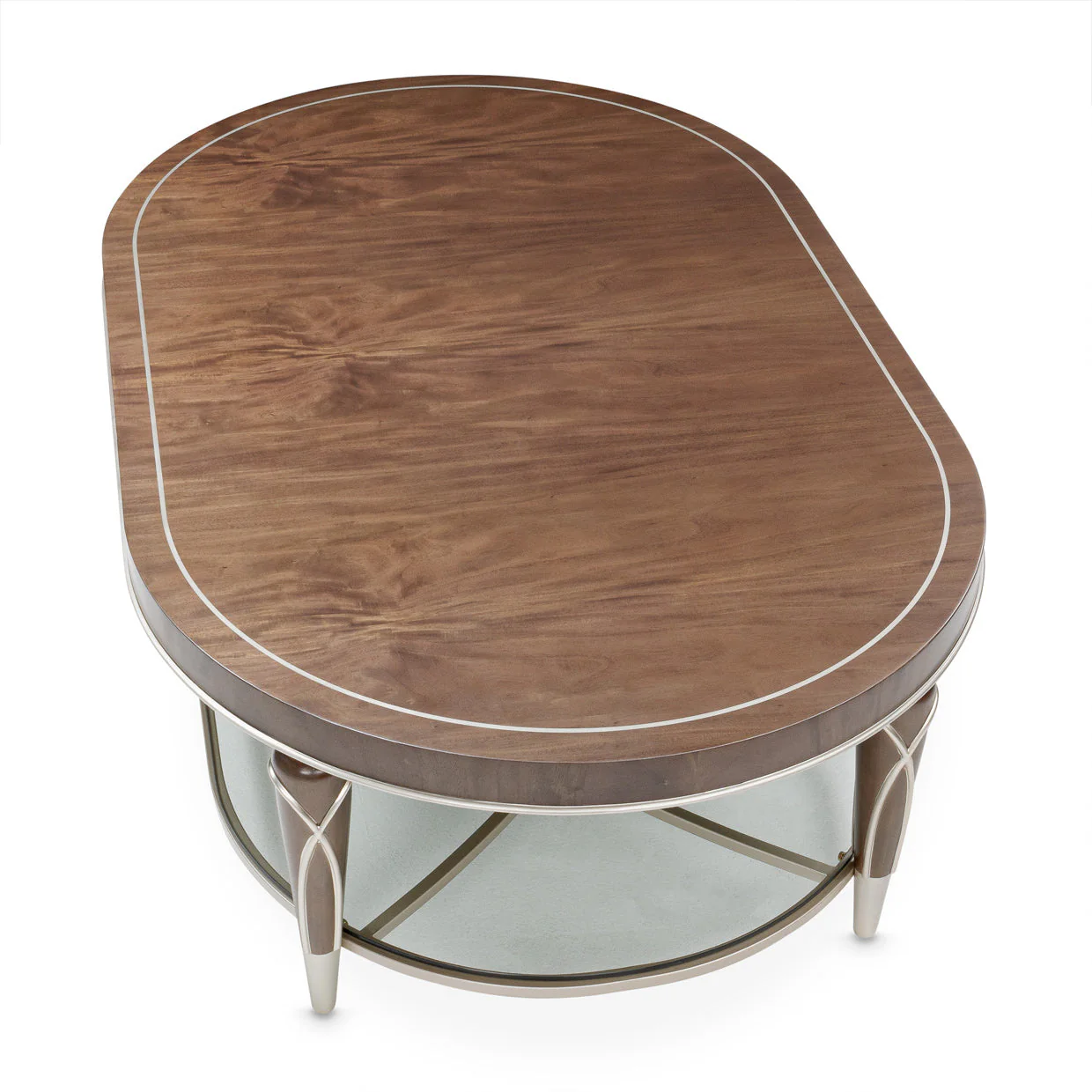 Michael Amini Villa Cherie Hazelnut Oval Cocktail Table - Image 4