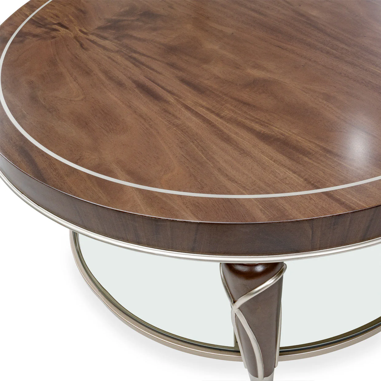 Michael Amini Villa Cherie Hazelnut Oval Cocktail Table - Image 7