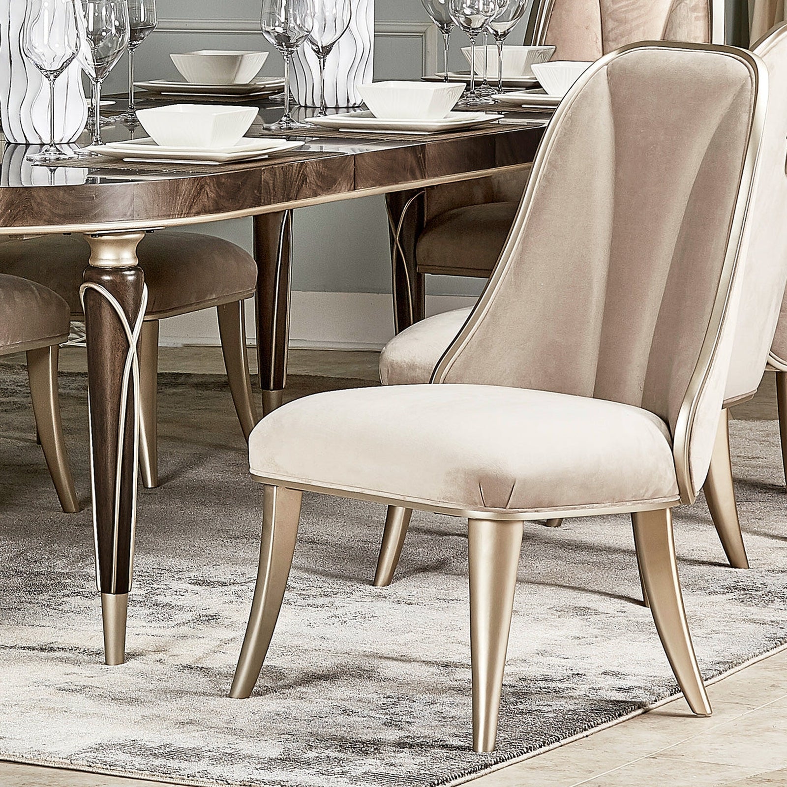 Michael Amini Villa Cherie Hazelnut Dining Side Chair - Set of 2 - Image 2
