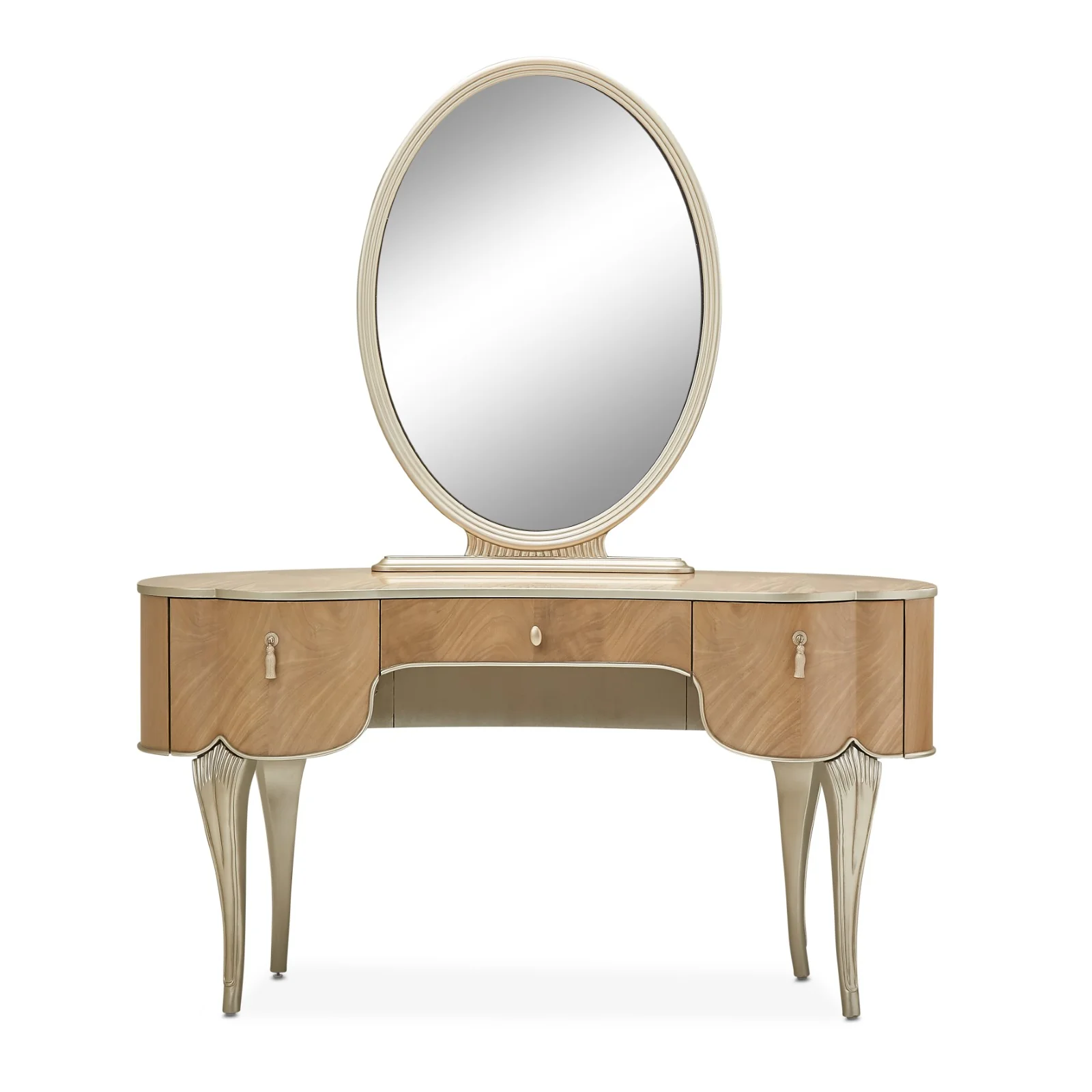Michael Amini Villa Cherie Vanity with Mirror - Caramel - Image 4