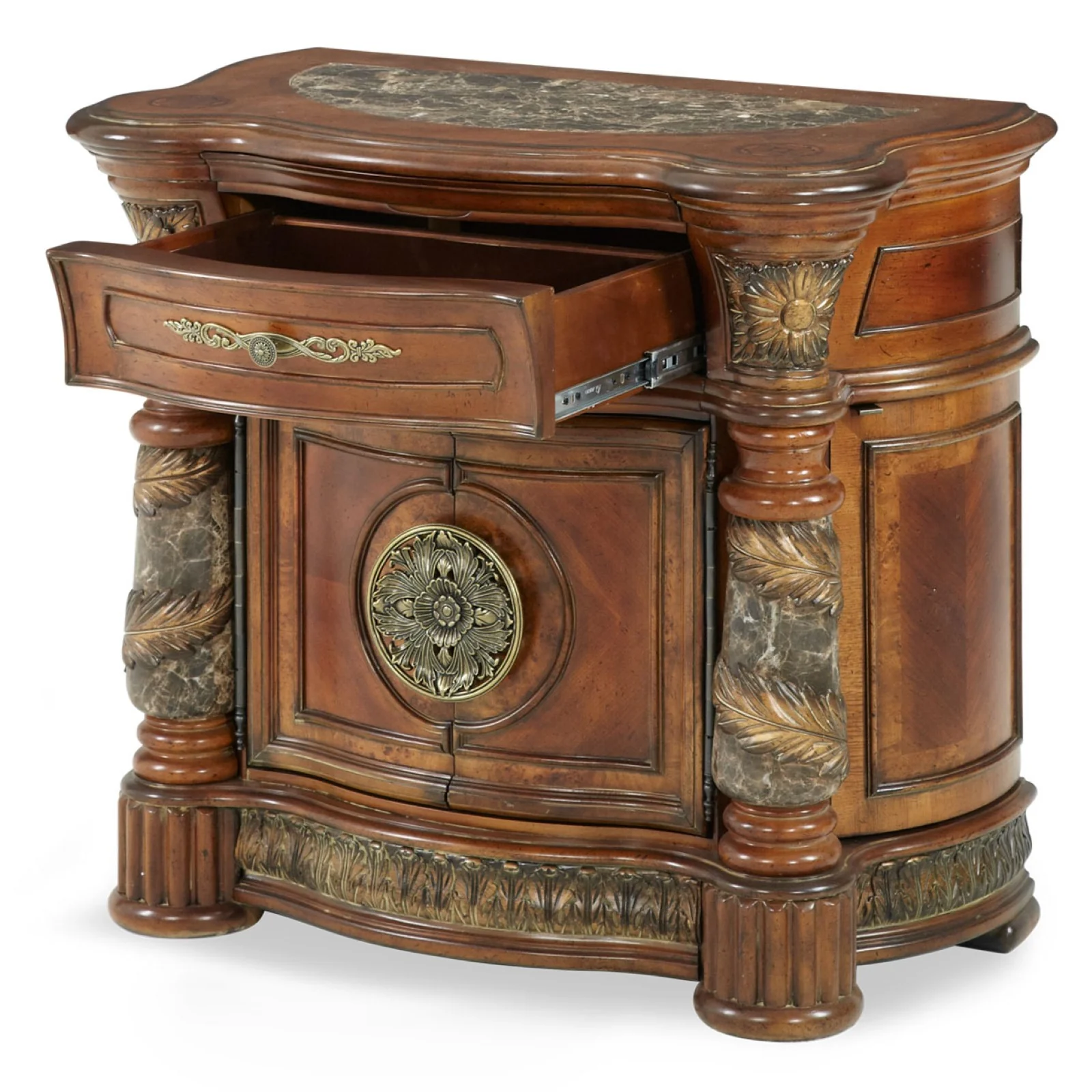Michael Amini Villa Valencia Bedside Chest with Mirror - Classic Chest - Image 8