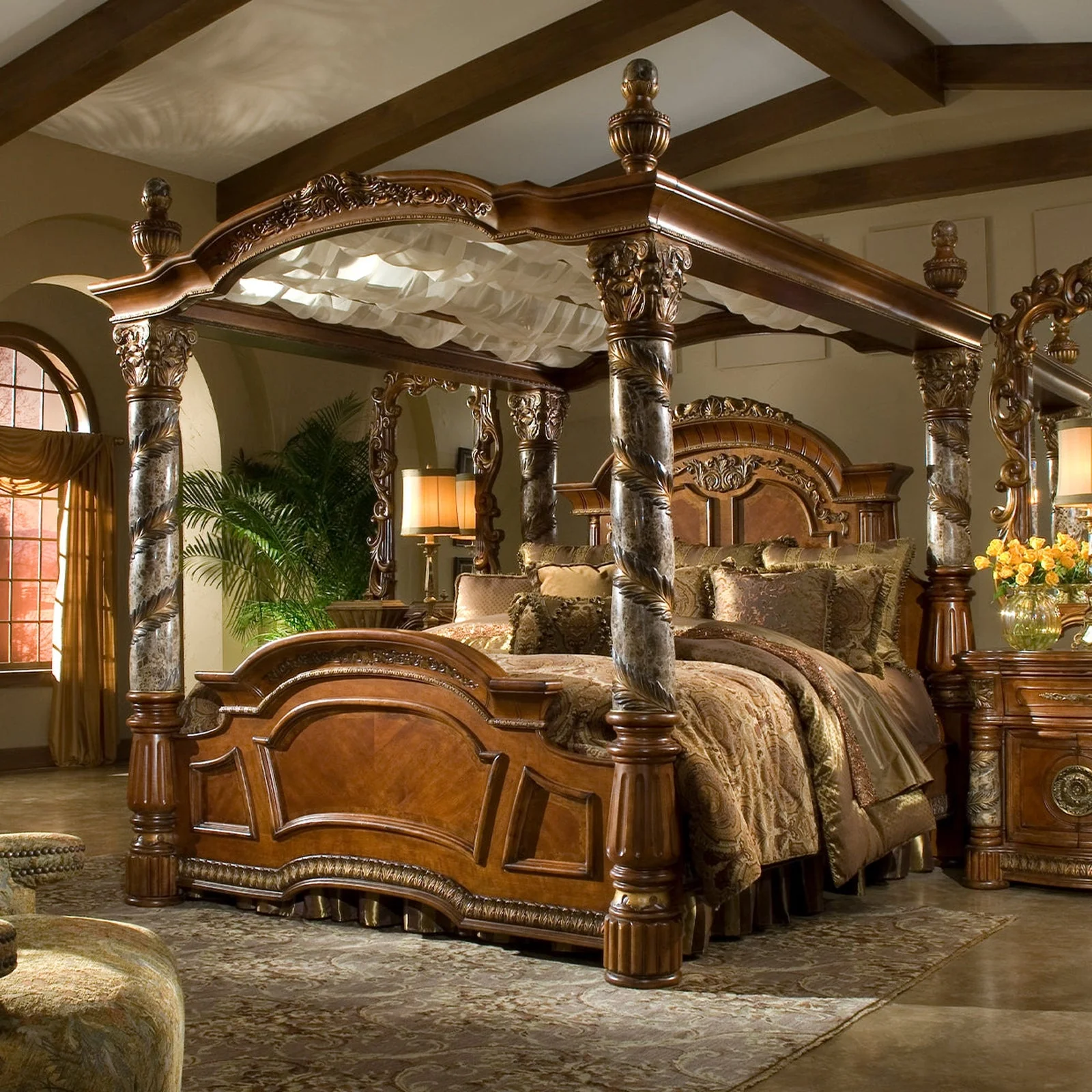 Michael Amini Villa Valencia Canopy Bed - Image 3