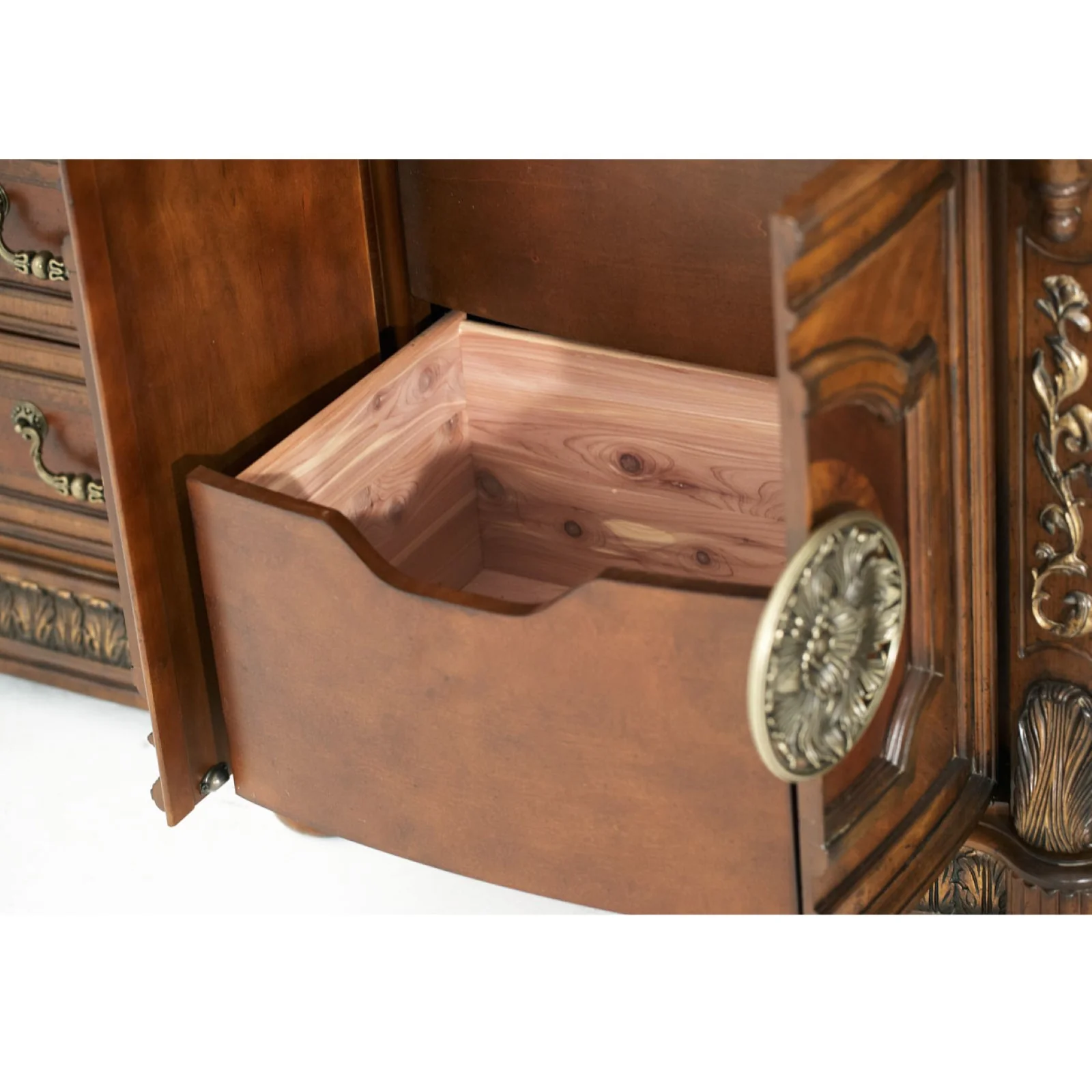 Michael Amini Villa Valencia Dresser with Mirror - Classic Chestnut - Image 7