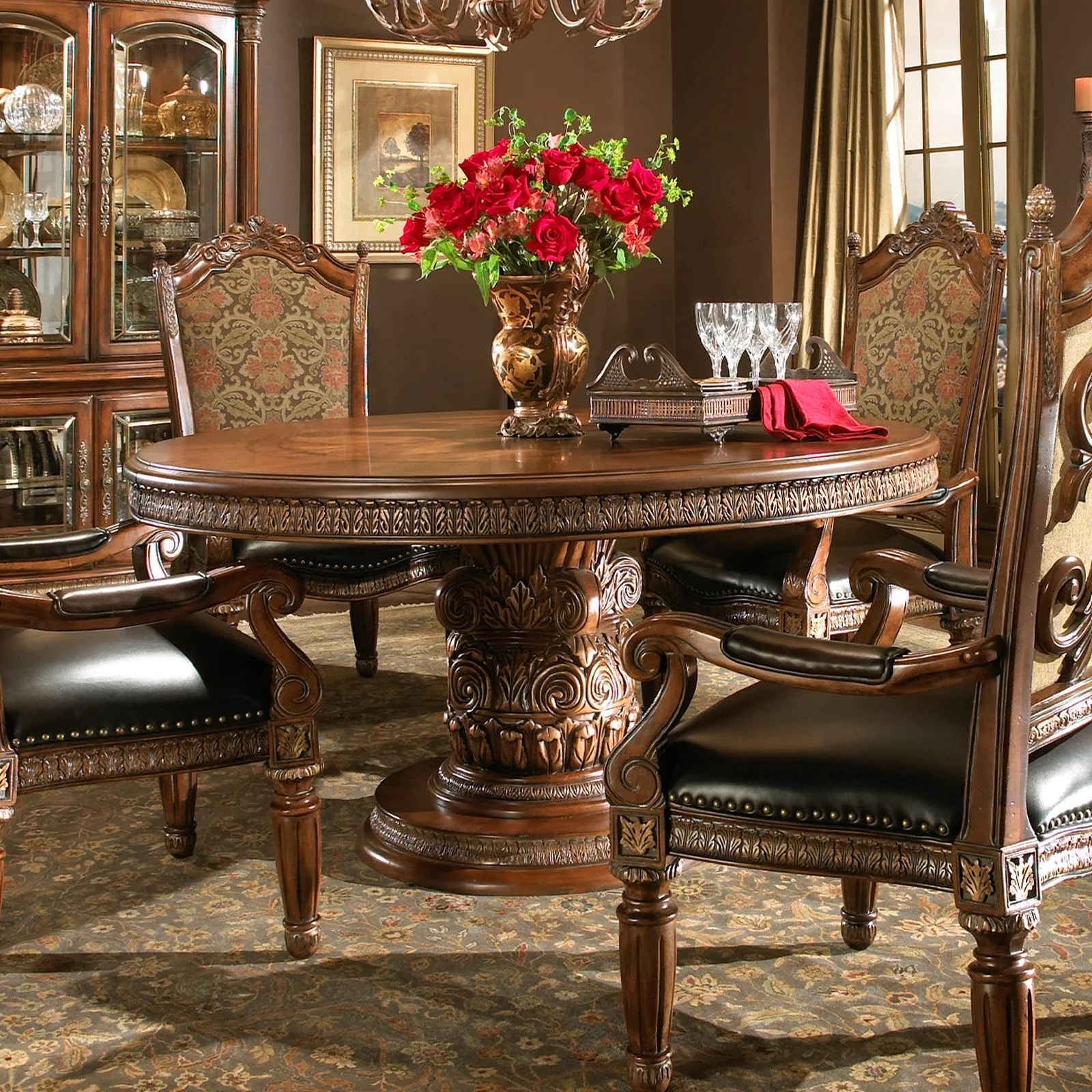 Michael Amini Villa Valencia Round Extendable Dining Table - Image 11