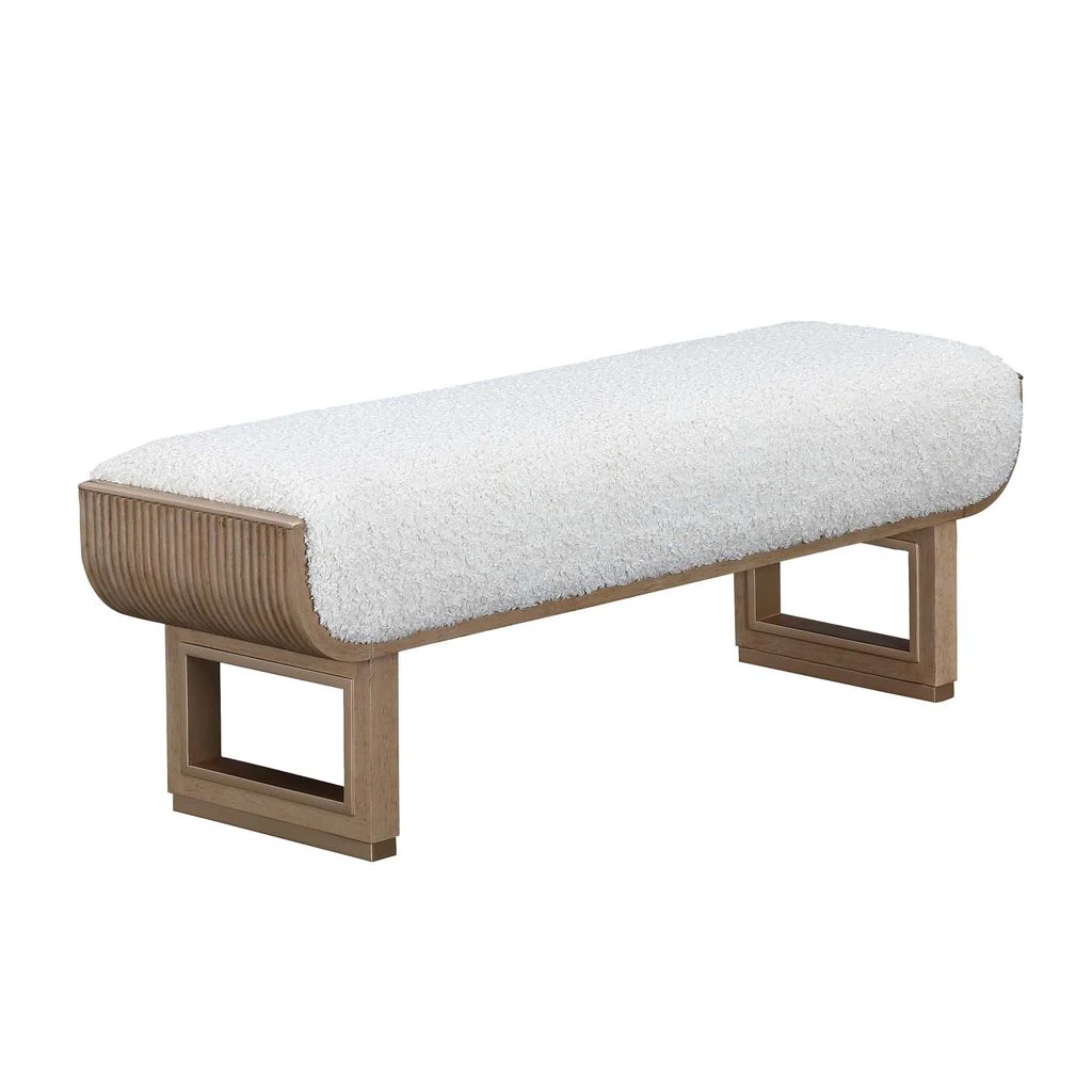 Michael Amini West Kensington Accent Bench - Sea Salt Caramel - Image 3
