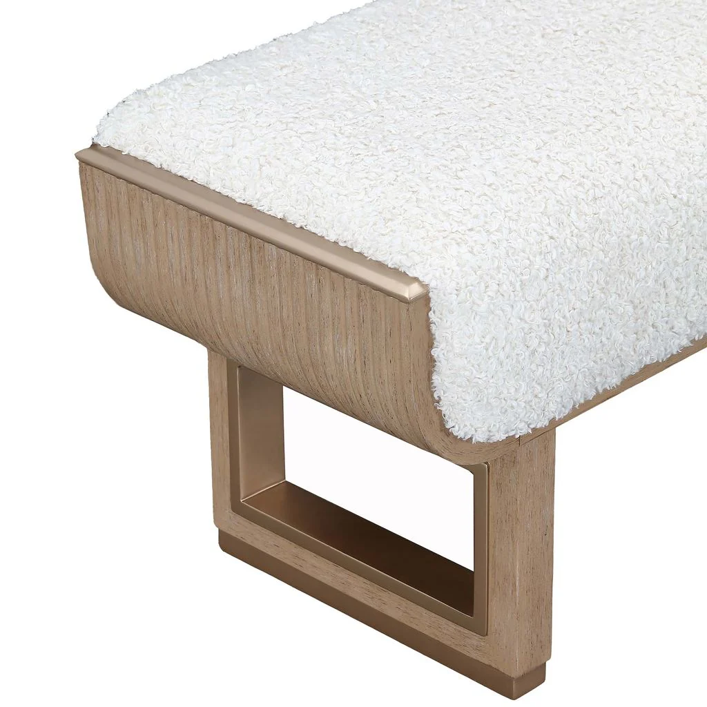 Michael Amini West Kensington Accent Bench - Sea Salt Caramel - Image 7