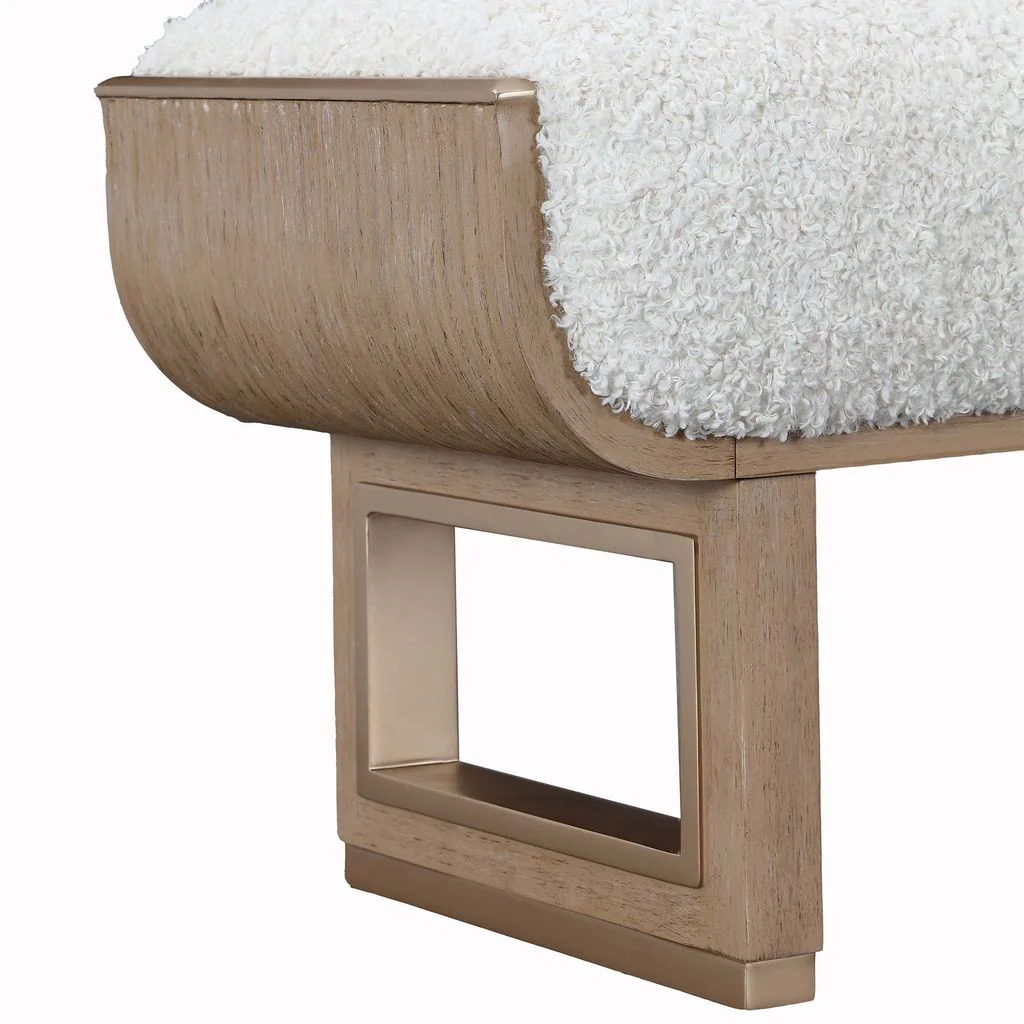 Michael Amini West Kensington Accent Bench - Sea Salt Caramel - Image 8