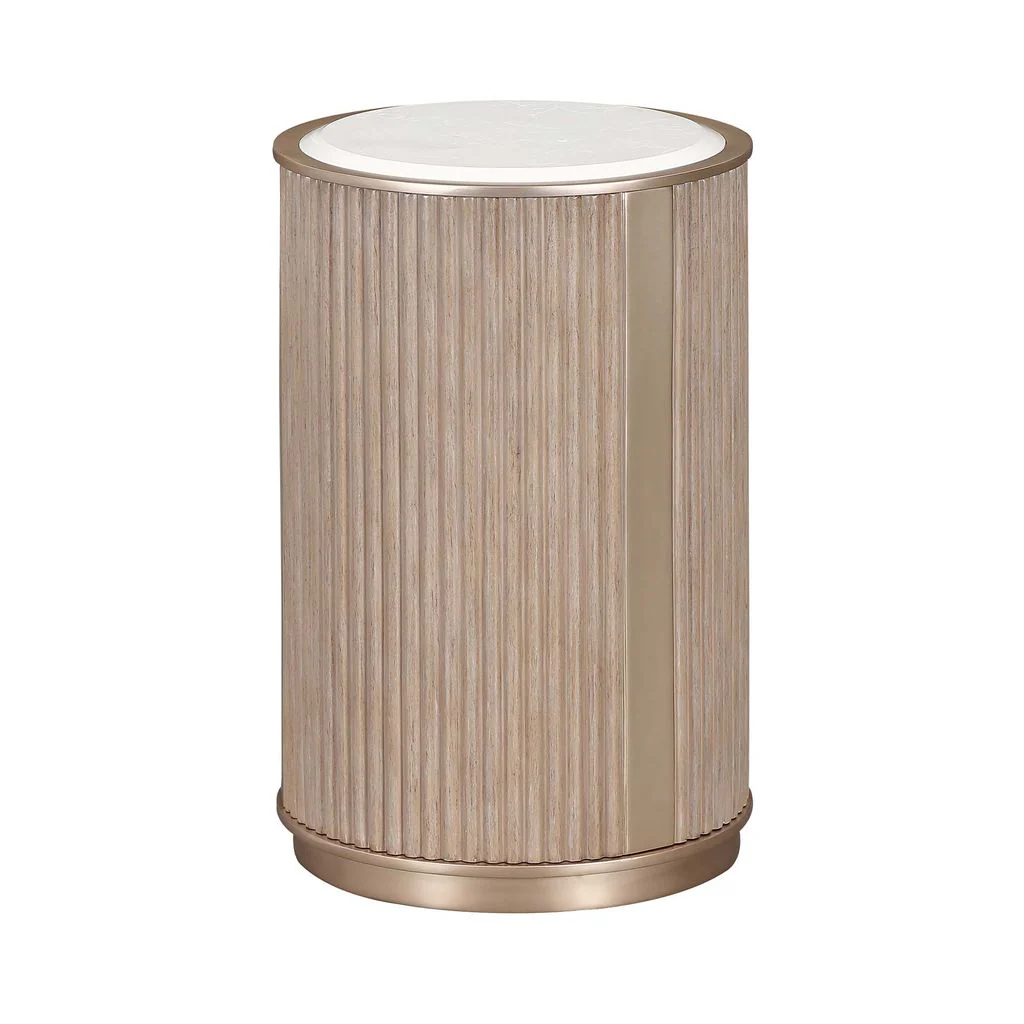 Michael Amini West Kensington Chairside Table - Sea Salt Caramel - Image 2