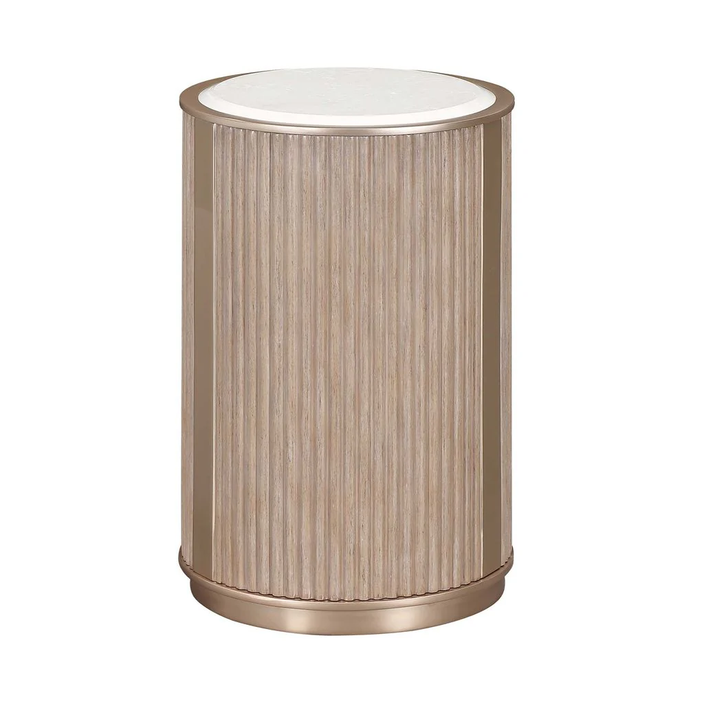 Michael Amini West Kensington Chairside Table - Sea Salt Caramel - Image 3