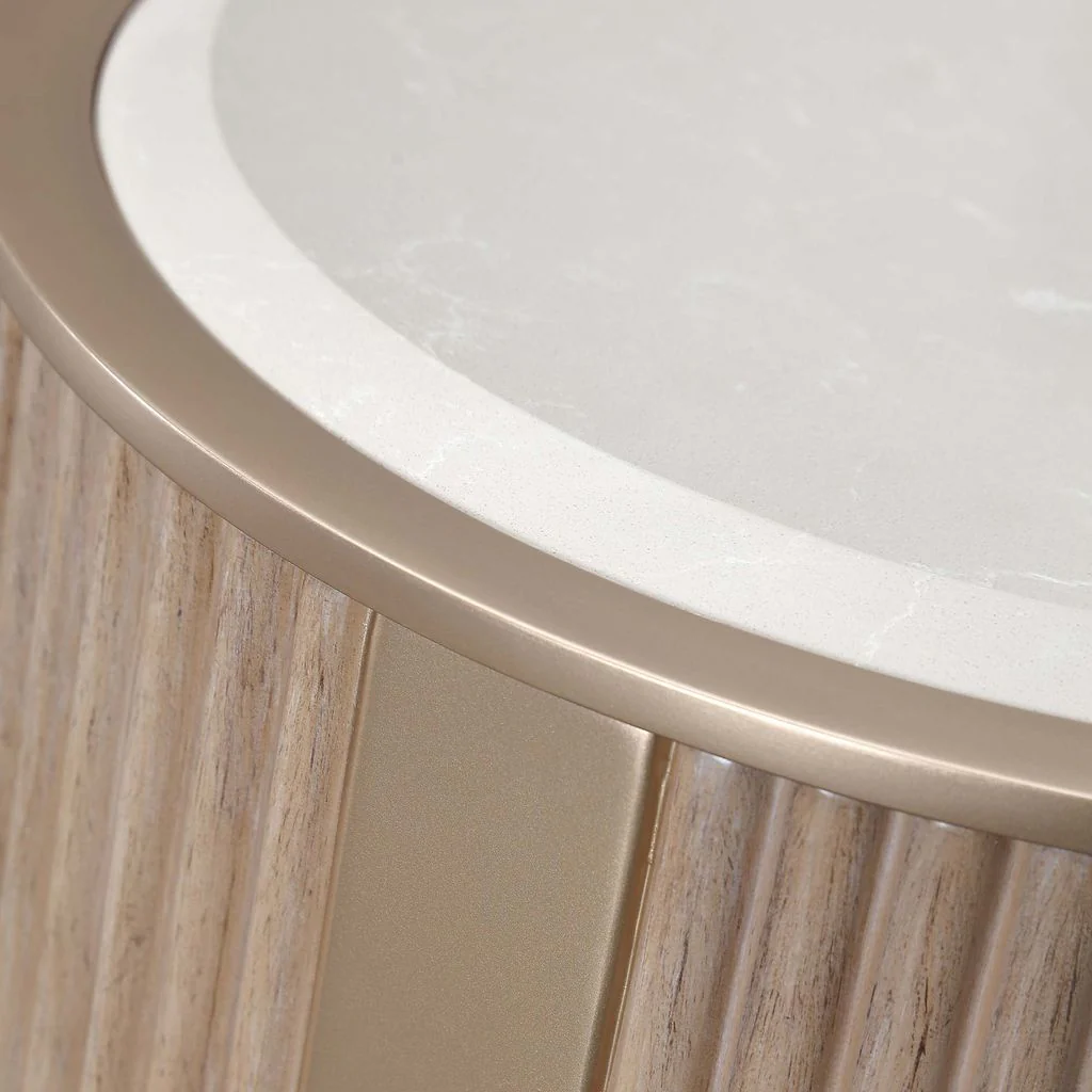 Michael Amini West Kensington Chairside Table - Sea Salt Caramel - Image 5