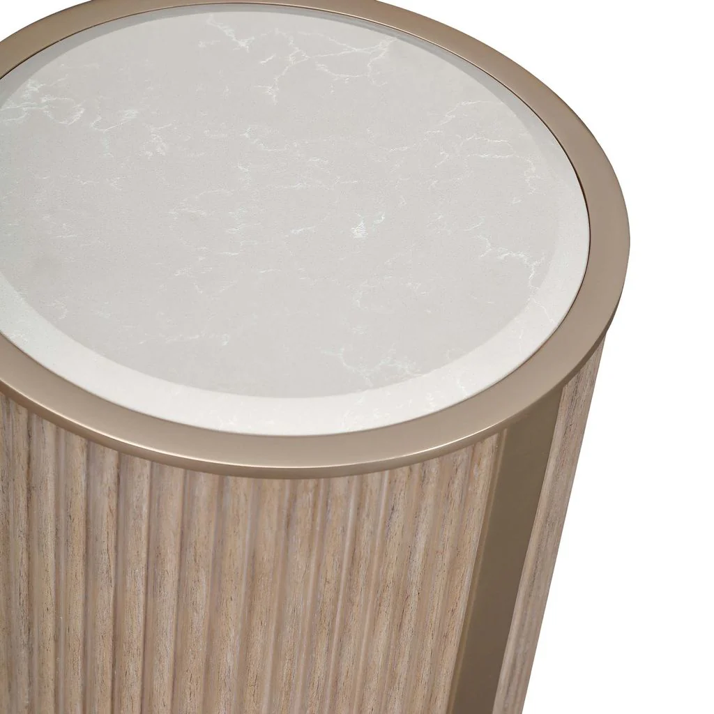 Michael Amini West Kensington Chairside Table - Sea Salt Caramel - Image 6