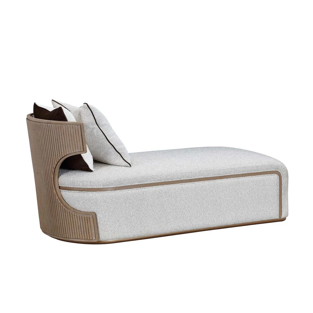 Michael Amini West Kensington Chaise - Buff/Seal Salt Caramel - Image 5