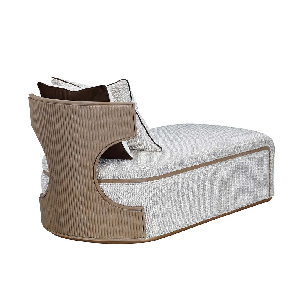 Michael Amini West Kensington Chaise - Buff/Seal Salt Caramel - Image 6