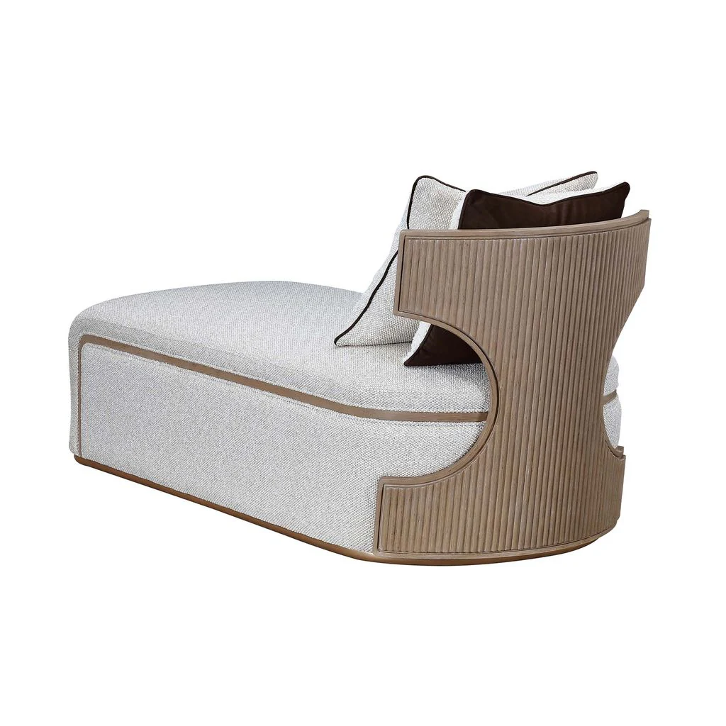 Michael Amini West Kensington Chaise - Buff/Seal Salt Caramel - Image 8