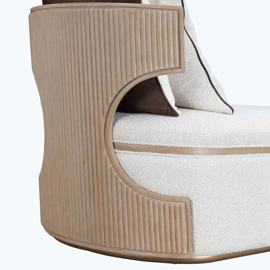 Michael Amini West Kensington Chaise - Buff/Seal Salt Caramel - Image 9