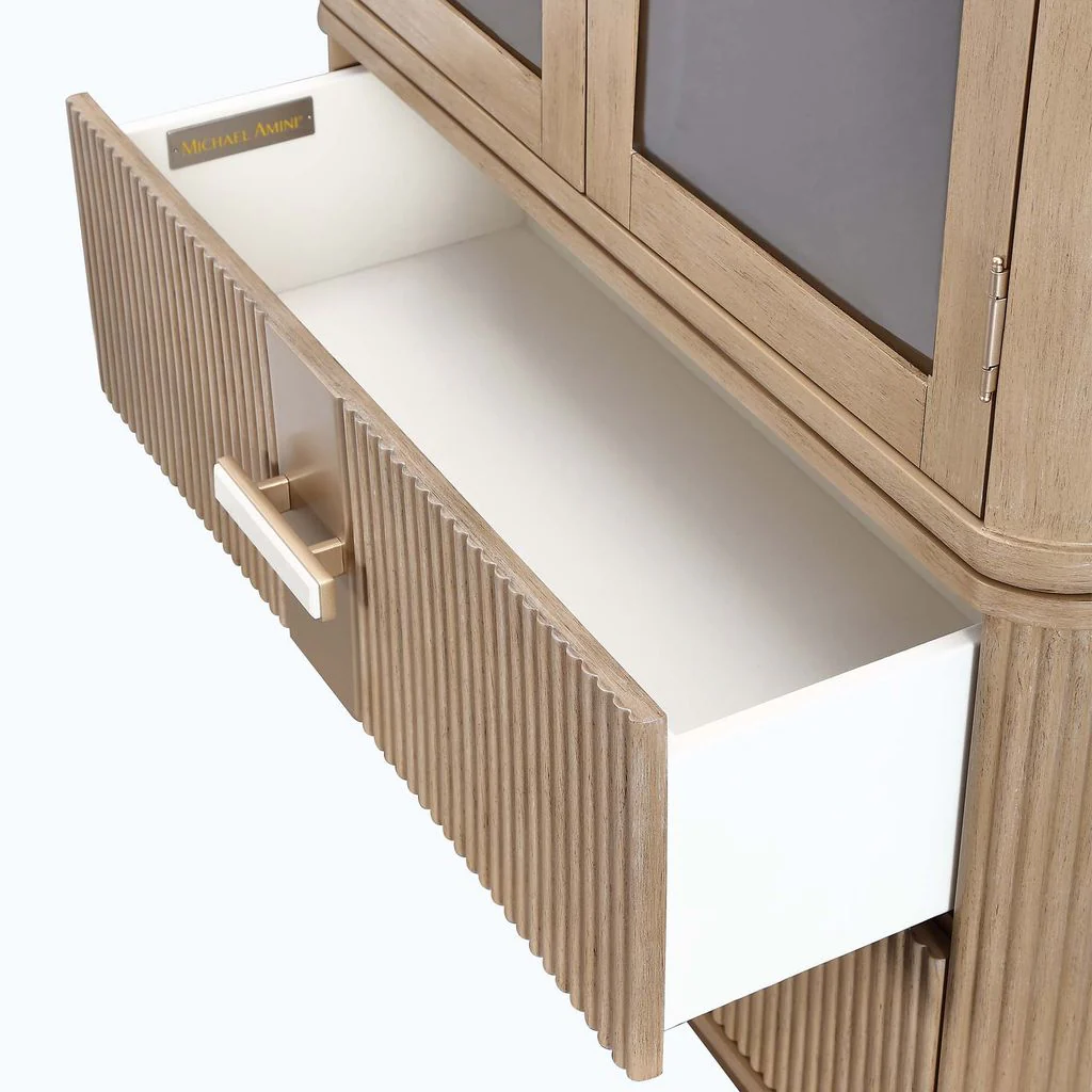 Michael Amini West Kensington Display Cabinet - Sea Salt Caramel - Image 11