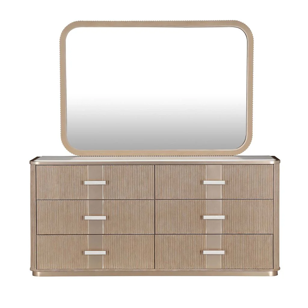 Michael Amini West Kensington Dresser & Wall Mirror - Sea Salt Caramel - Image 2