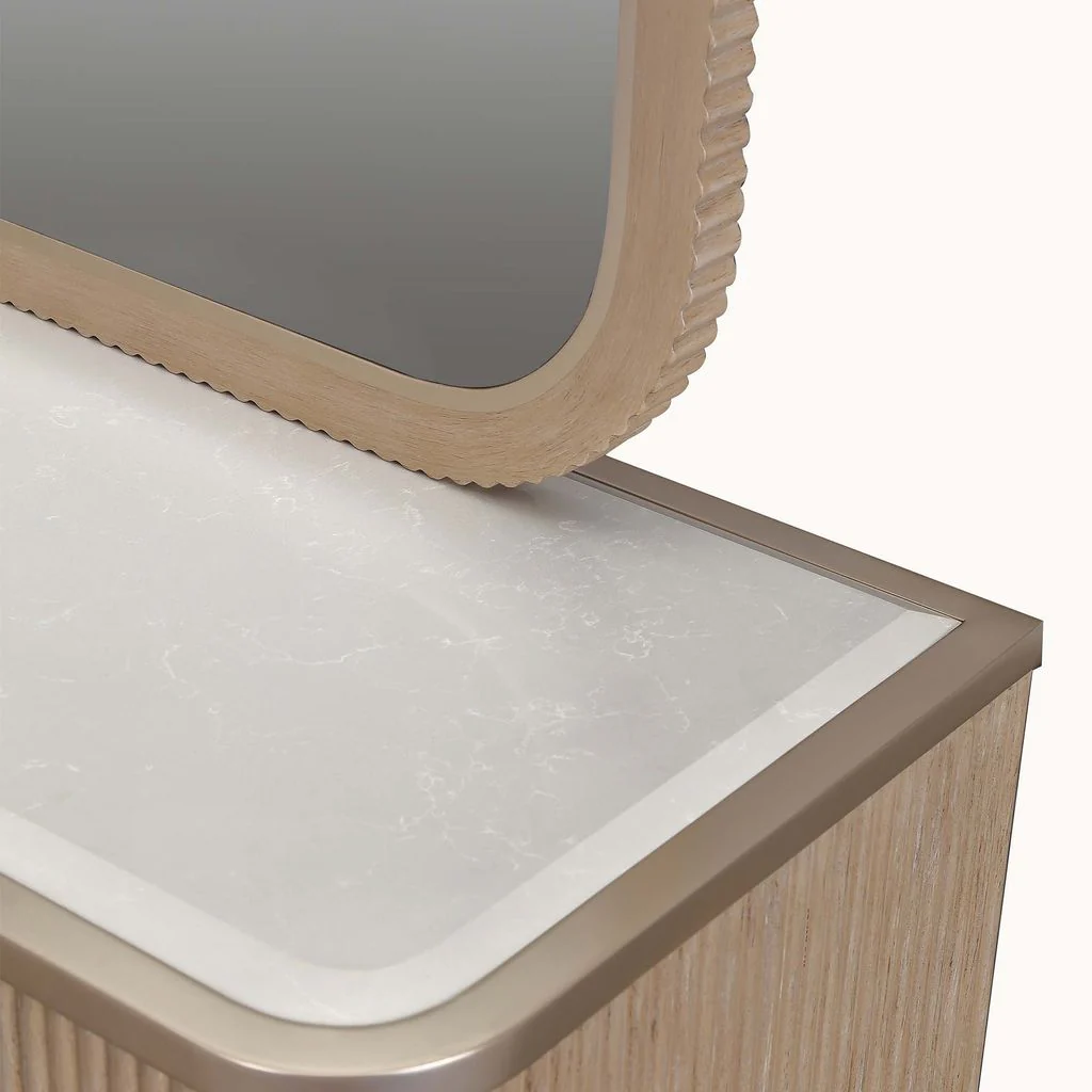 Michael Amini West Kensington Dresser & Wall Mirror - Sea Salt Caramel - Image 4