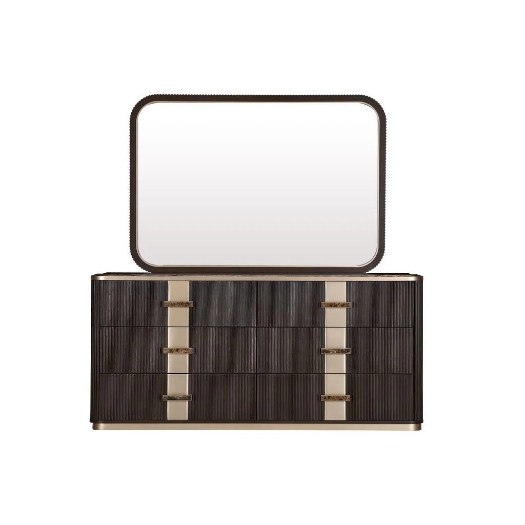 Michael Amini West Kensington Dresser with Mirror - Medium Espresso - Image 2