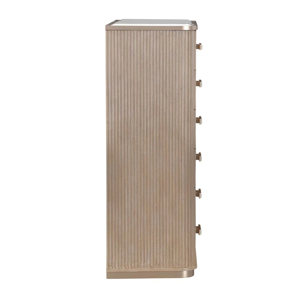 Michael Amini West Kensington Highboy Chest - Sea Salt Caramel - Image 4