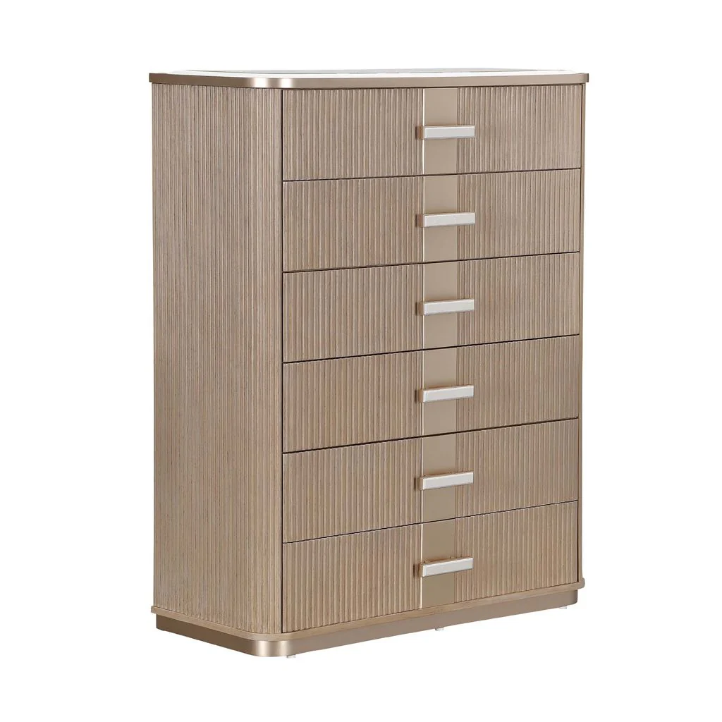 Michael Amini West Kensington Highboy Chest - Sea Salt Caramel - Image 5