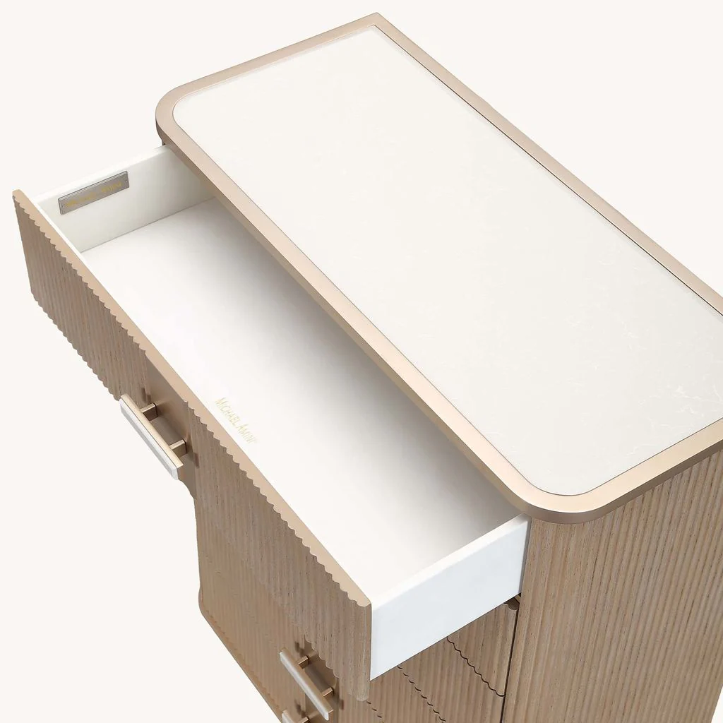 Michael Amini West Kensington Highboy Chest - Sea Salt Caramel - Image 9